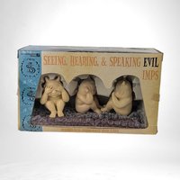1998 Accoutrements See No Evil, Hear No Evil, Speak No Evil Imps, Set of 3 Figurines, Gothic Decor, Quirky Gift