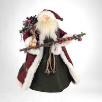 Vintage Santa Tree Topper, Woodland Santa Claus, Christmas Tree Topper, Rustic Santa, Holiday Decor, 15" Santa Figurine
