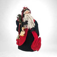 Vintage Santa Tree Topper, Red & Black Santa Claus Figure, Christmas Tree Decor, Holiday Decoration, Unique Santa with Duck