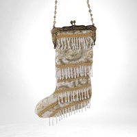 Vintage Mark Roberts Stocking Shaped Bag, Beaded Evening Bag,  Christmas Purse, Holiday Bag,  Unique Gift for Her