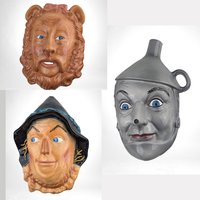 Vintage 1995 Clay Art Wizard of Oz Cowardly Lion, Tin Man and Cowardly Lion Wall Mask Set - Turner Entertainment - Whimsical Home Decor