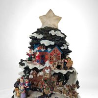 Vintage Kmart Trim A Tree Lighted Christmas Tree Village |  Christmas Village Scene |  Holiday Decor |  Tabletop Christmas Tree | 13.5"