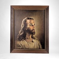 Vintage Warner Sallman "Head of Christ" Framed Print, Kriebel & Bates Religious Art, 1941 Jesus Picture, Wall Decor, 16.5" by 13"