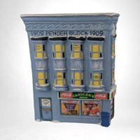 Vintage Coca-Cola Town Square Drug Store Building, Light-Up Christmas Village, 8.5" Ceramic Collectible