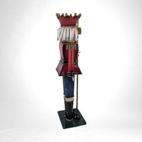 Pair of Vintage Metal Nutcrackers |  13" Soldier Figurines | Christmas Decorations |  Red & Green |  Holiday Decor | Unique Gift