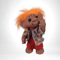Vintage 1977 Thomas Damm Troll Doll in Hawaiian Shirt - Collectible Toy Figure
