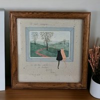 D. Morgan Cat Print, Framed Cat Art, Friendship Gift, "I Can't Imagine" Print, 1990s Home Decor, Cat Lover Gift, Vintage Wall Art