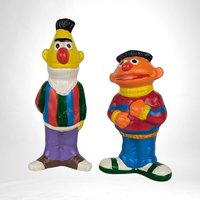 Vintage Ceramic Bert and Ernie Sesame Street Figurines, Hand-Painted Collectible Figures, Children's Room Decor, Nostalgic Gift