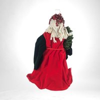 Vintage Santa Tree Topper, Red & Black Santa Claus Figure, Christmas Tree Decor, Holiday Decoration, Unique Santa with Duck