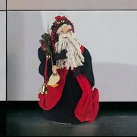Vintage Santa Tree Topper, Red & Black Santa Claus Figure, Christmas Tree Decor, Holiday Decoration, Unique Santa with Duck