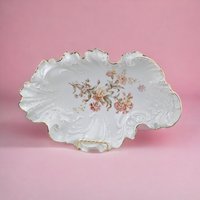 CT Carl Tielsch Germany 13" Porcelain Bowl | Antique Serving Bowl | Floral & Gold Decor