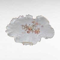 CT Carl Tielsch Germany 13" Porcelain Bowl | Antique Serving Bowl | Floral & Gold Decor