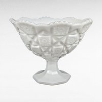 Vintage Westmoreland Old Quilt Milk Glass Bowl | Pedestal Bowl | Candy Dish | Collectible Glassware