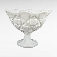 Vintage Westmoreland Old Quilt Milk Glass Bowl | Pedestal Bowl | Candy Dish | Collectible Glassware