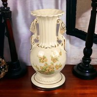 Vintage Porcelain Vase with Handles | Floral Design | USA 29A | 10 Inch | Home Decor