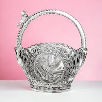 Hofbauer Byrdes Collection Glass Basket | Etched Bird Design | Vintage Crystal Basket | Made in Germany