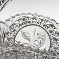 Hofbauer Byrdes Collection Glass Basket | Etched Bird Design | Vintage Crystal Basket | Made in Germany