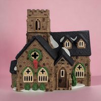 Vintage 1989 Dept 56 Dickens' Village "Knottinghill Church" | Lighted Porcelain Building | Christmas Village
