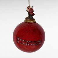 Pair Vintage 1999 Bradford Exchange Norman Rockwell Porcelain Christmas Ornaments, "Is He Coming Yet?" & Santa's Workshop, 4 1/4 Inches