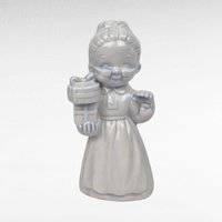 Pair of Vintage Ceramic Christmas Figurines, Man and Woman in Pajamas, Hand-Painted, Blue Tint, 7 Inches