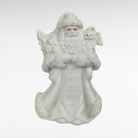 Set of 3 Vintage K's Collection Bisque Santa Figurines, 6 Inches Tall, White, Christmas Decor