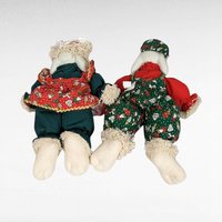Vintage House of Lloyd Christmas Around the World Porcelain Hip and Hop Bunny Shelf Sitters - 11 Inch Holiday Decor