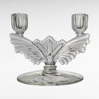 Vintage Tiffin Franciscan Double Light Candlestick, Clear Glass, 5.75 Inches - Elegant Home Decor