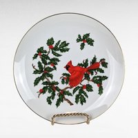 Vintage Lefton Cardinal Christmas Dishes, 6-Piece Set, Porcelain Plates, Leaf Dish, Trinket Dish, Holiday Decor, 1984