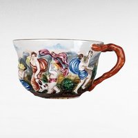 Vintage Italian Capodimonte Cup and Saucer Set with Embossed Trinket Dish | Hand-Painted Porcelain | Collectible Italian Ceramics