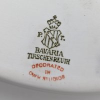 Vintage Tirschenreuth Bavaria Serving Tray | 4-Part Divided Dish | Green with Gold and Floral Décor | 10 3/4 Inch