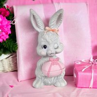 Vintage Ceramic Winking Bunny Trinket Box | Easter Decor | Retro Bunny Figurine | Signed Barbara |  Unique Gift for Collectors