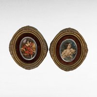 Vintage Cameo Creations Wall Decor | Sir Thomas Lawrence | John Thomas Peele | "Red Boy" & "Spring Flowers" | Oval Prints | 5.75 Inch