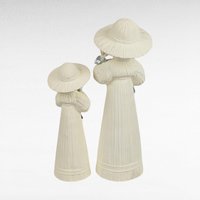 Vintage Mother Daughter Figurines | Ceramic Figurines | White with Blue Ribbon | Shabby Chic Decor | Gift for Mom