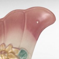 Vintage Hull Pottery Cornucopia Vase, Waterlily Design, Pink and Turquoise Vase, Art Deco Vase, Mid-Century Modern, 1940s, 6.5 Inches
