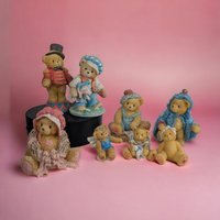 Vintage Cherished Teddies Figurine Lot, Angel Bears, Collectible Teddy Bears, Gift for Collector
