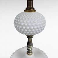 Vintage Milk Glass Hobnail Lamp, 11.5", White Glass Table Lamp, Retro Home Decor, Bedside Lamp, Vanity Lamp, Unique Gift