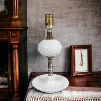Vintage Milk Glass Hobnail Lamp, 11.5", White Glass Table Lamp, Retro Home Decor, Bedside Lamp, Vanity Lamp, Unique Gift