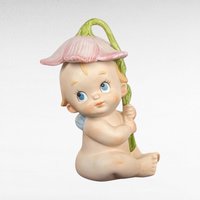 Vintage Porcelain Baby with Flower Lamp, Baby Figurine Lamp, Porcelain Lamp, Vintage Lamp, Child's Lamp