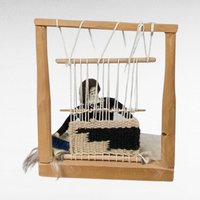 Navajo Weaver Woman Figurine, Loom Display, Native American Art, Southwestern Decor, 8 Inches Tall