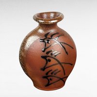 Brad Lee Henry 5 Inch Pottery Vase, Studio Pottery, Miniature Vase, Signed Pottery, Brown and Gold Glaze