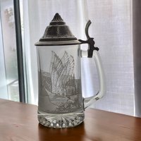 Canadian Goose Glass Beer Stein, Etched Goose Stein, Collectible Stein, Gift for Beer Lover, Nature-Themed Drinkware