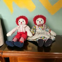 Vintage Handmade Raggedy Ann and Andy Dolls, 20 Inch Rag Dolls, Collectible Dolls, Soft Dolls, Children's Toys