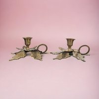 Vintage Brass Candlesticks | Leaf Candle Holders | Made in India | Boho Decor | Brass Decor
