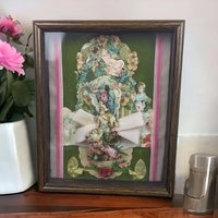 Vintage Shadow Box | Collage Art | Victorian Scrapbook | Valentine Decor | Ephemera
