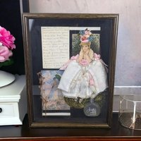 Vintage Shadow Box Collage | Perfume Theme | Romantic Art | Antique Ephemera | Wall Decor