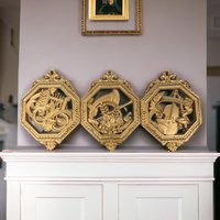 Vintage Homco Wall Plaques | Set of 3 Musical Instruments | Gold Wall Decor | 1970s Home Decor