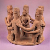 Handmade Terracotta Circle Statue | Mexican Folk Art Sculpture | Tribal Art | Clay Figurines