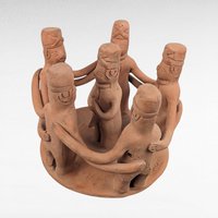 Handmade Terracotta Circle Statue | Mexican Folk Art Sculpture | Tribal Art | Clay Figurines