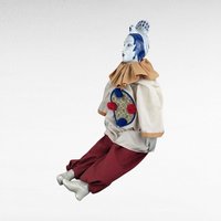 Vintage Porcelain Chinese Opera Doll | Blue and White Asian Doll with Stand | Collectible Doll | 24 Inches