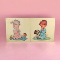 Vintage 1960s Pete Hawley Bedtime Kids Praying Wall Hanging | Retro Kids Decor
